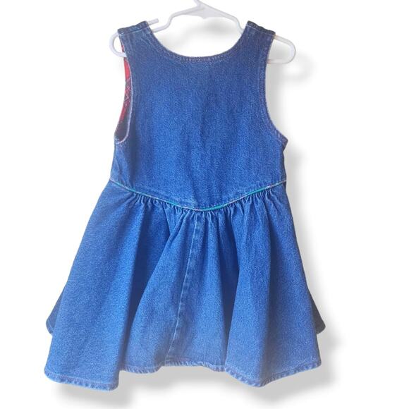 Vintage Oshkosh B'gosh Denim Dress Size 5 Made in USA Plaid Pink Label - Picture 4 of 7